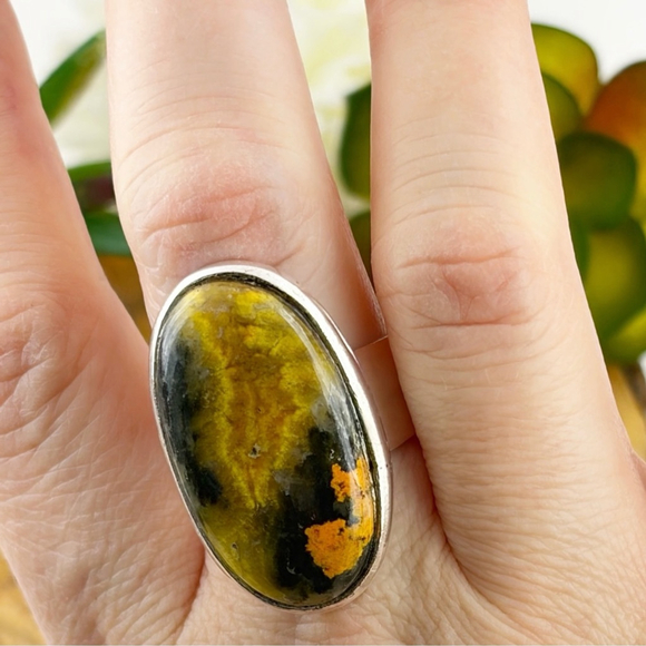 Sterling Silver 925 Bumblebee Jasper Bumble Bee Jasper Ring Size 9 New - Picture 5 of 9